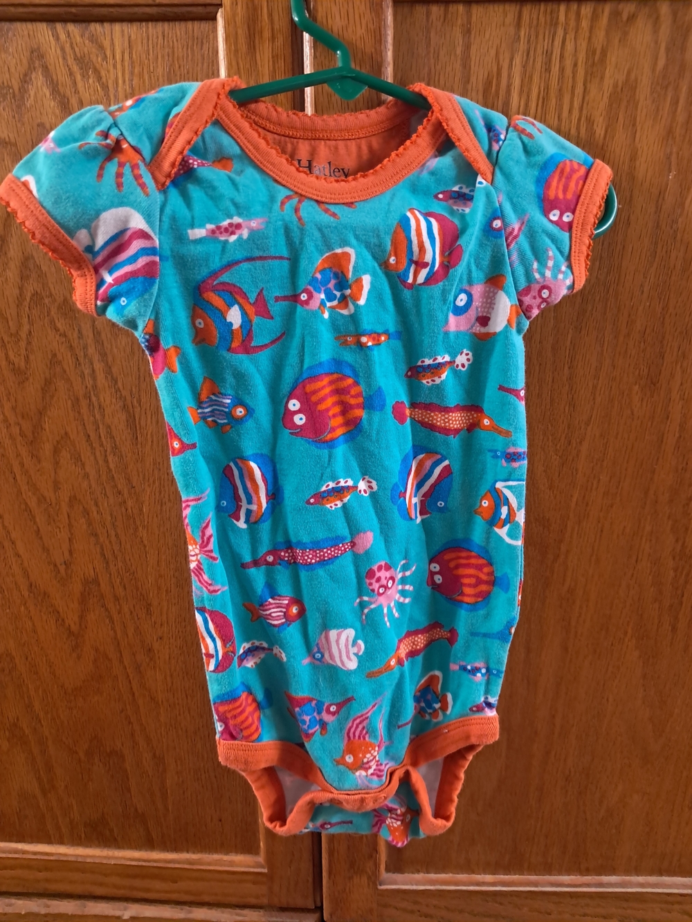 Hatley Turquoise One-Piece with Orange Trim and Fish Print